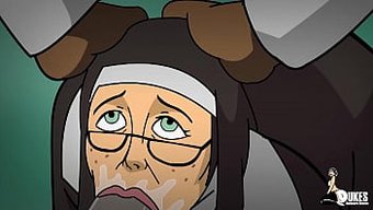 Iki Kadın, Kaba Bir Rahibe Ve Olgun Milf Ile Karşılaşan Devasa Siyah Bir Çubukla Boyun Eğiyorlar