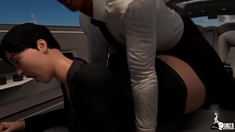 Büyük Göğüslü Güzel Kadın, Arabada Anal Seksten Zevk Alıyor